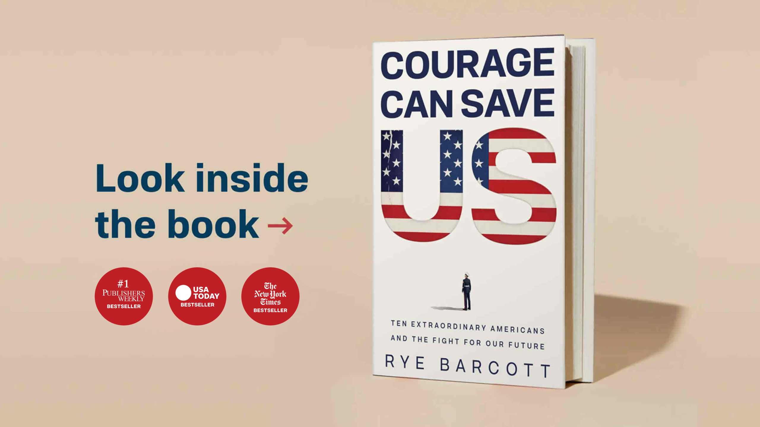 Image of 'Courage Can Save US' book and text reading 'Look inside the book'