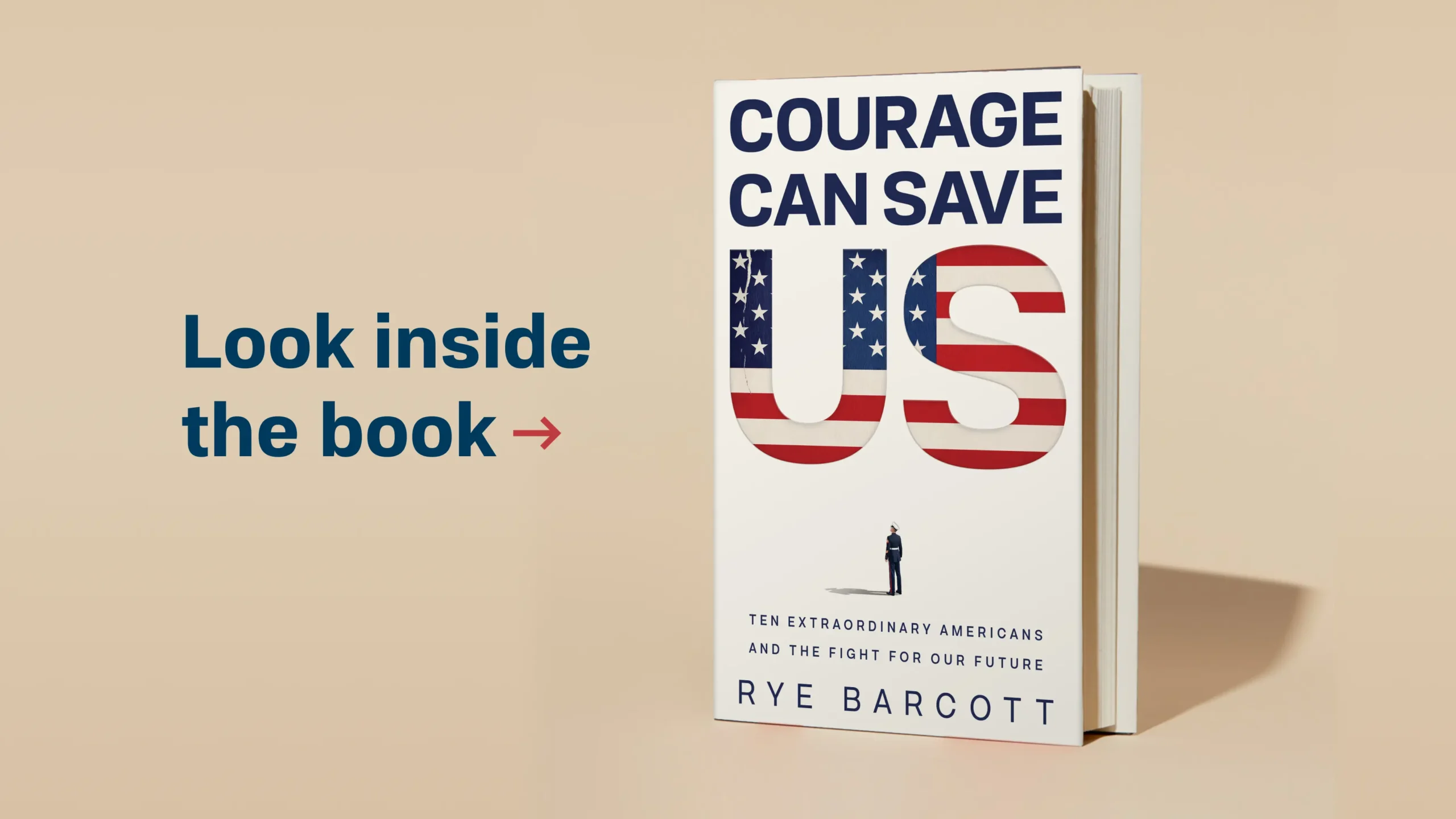 Image of 'Courage Can Save US' book and text reading 'Look inside the book'